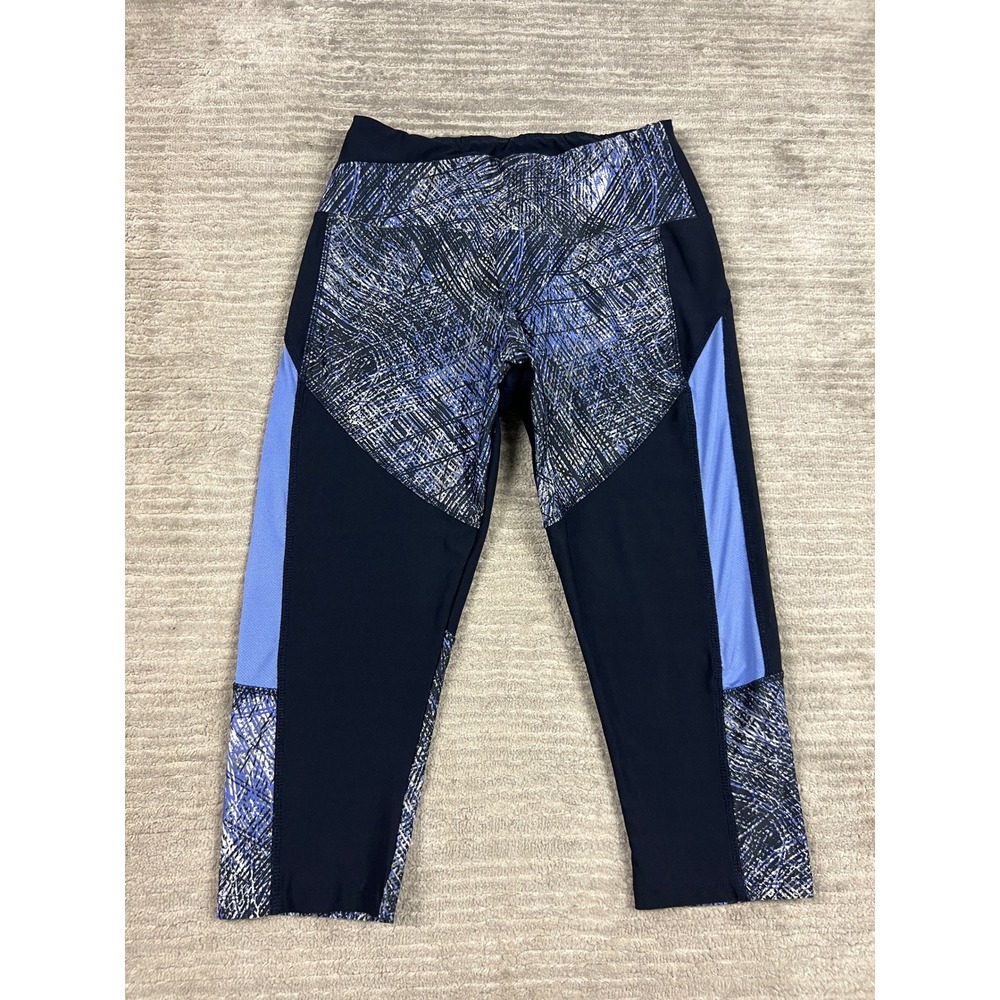 Bally Total Fitness Leggings Womens M Navy Blue Abstract Print Cropped‎ Athletic